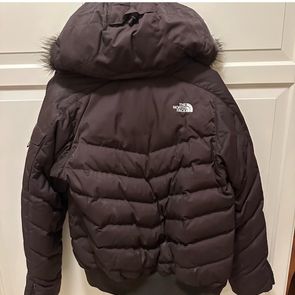 The North Face Dark Brown ski jacket Jacket with Faux Fur Hood - Picture 3 of 5
